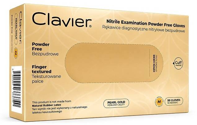 CLAVIER Rękawiczki nitrylowe PERŁOWO ZŁOTE M 50szt