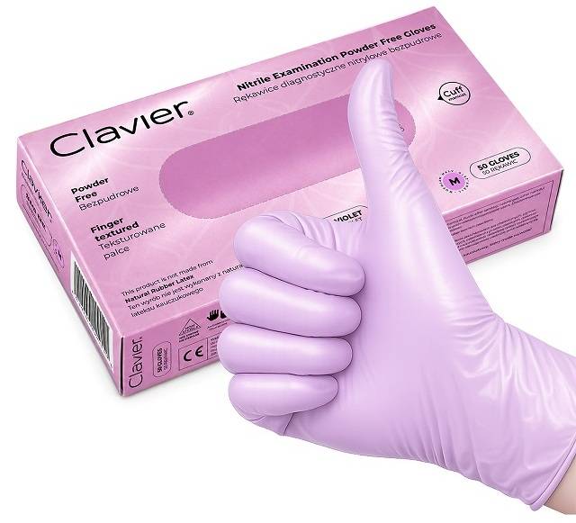 CLAVIER Rękawiczki nitrylowe Fioletowe M 50szt