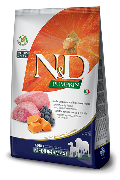 N&D Dog jagnięcina,dynia,jagod Adult med&max 2,5kg