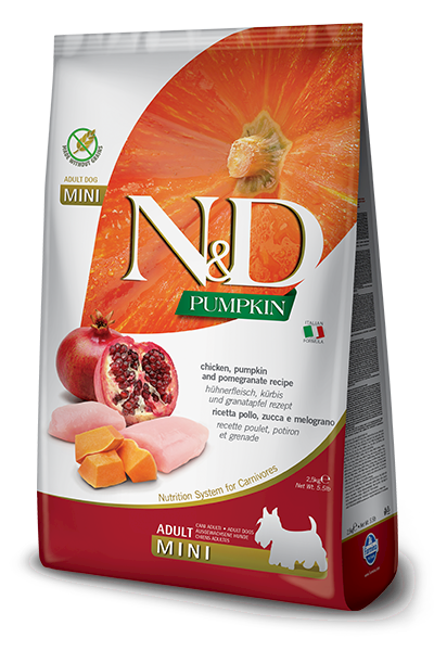 N&D Dog kurczak,dynia,owoc granat Adult mini 800gr