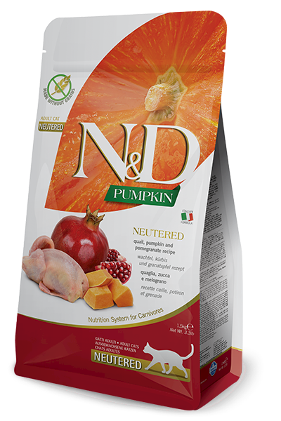 N&D Pumpkin Cat Quail&Pomegr Neutered adult 1,5 kg