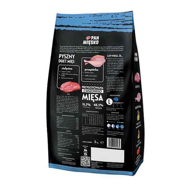 Pan Mięsko cielęcina z przepiórką 3kg szczeniak L