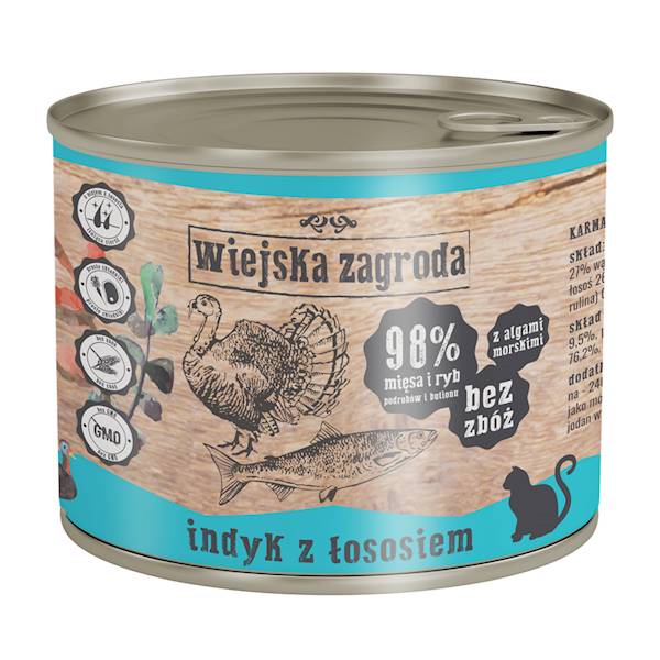 Wiejska Zagroda Kot  indyk z łososiem 200g