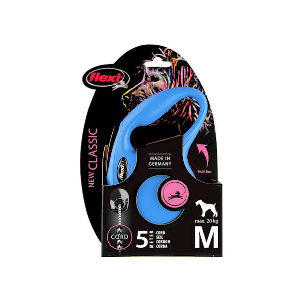 Smycz Flexi Classic rozm.M-5m do 20kg,niebie linka