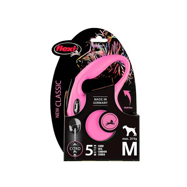 Smycz Flexi Classic rozm.M-5m do 20kg,rózowy linka