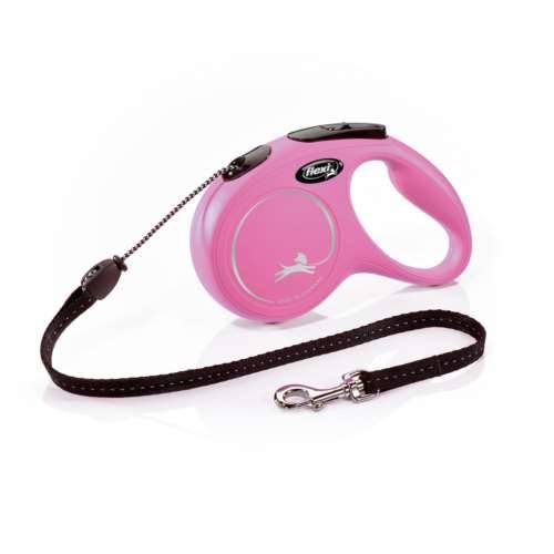 Smycz Flexi Classic rozm.M-5m do 20kg,rózowy linka