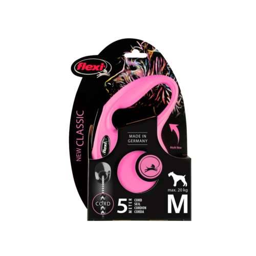 Smycz Flexi Classic rozm.M-5m do 20kg,rózowy linka