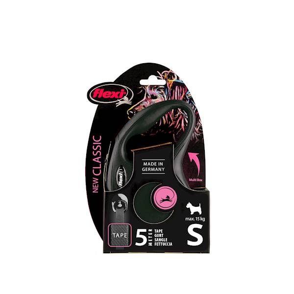 Smycz automatyczna Flexi S taśm 5m, 15kg czarna