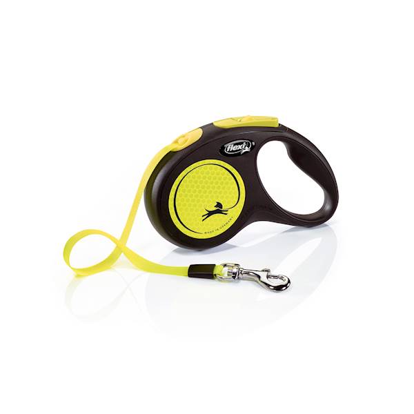 Smycz aut. Flexi Neon taśma S-5m do 15kg żółta