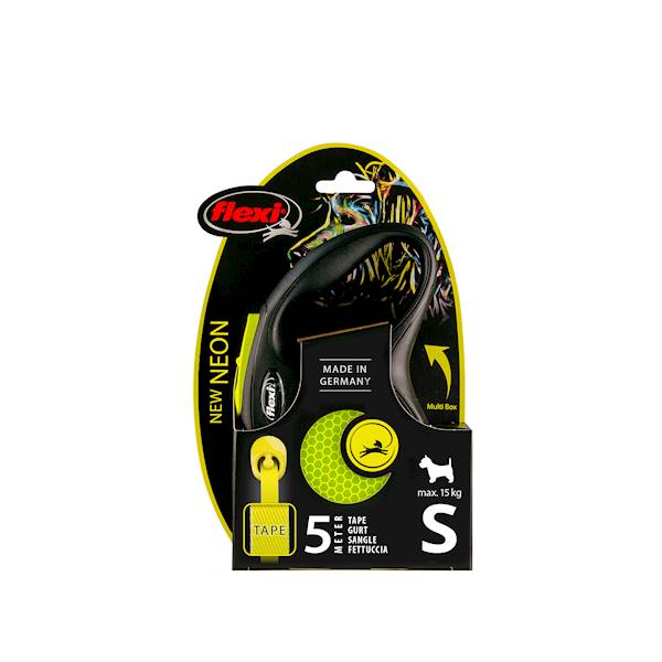 Smycz aut. Flexi Neon taśma S-5m do 15kg żółta