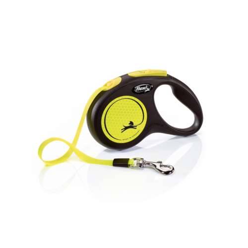 Smycz aut. Flexi Neon taśma S-5m do 15kg żółta