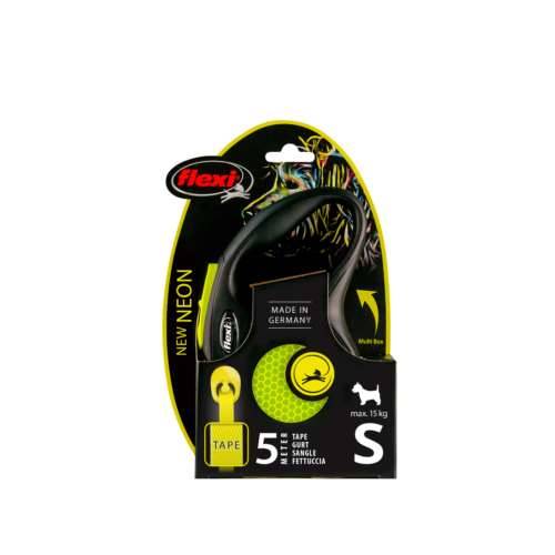 Smycz aut. Flexi Neon taśma S-5m do 15kg żółta