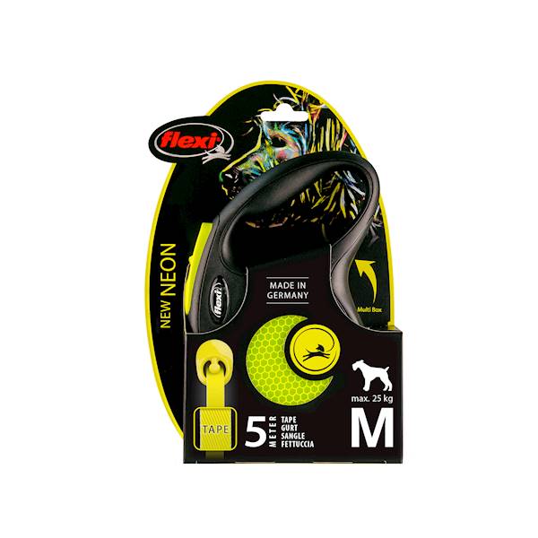 Smycz aut. Flexi Neon taśma M-5m do 25kg żółta