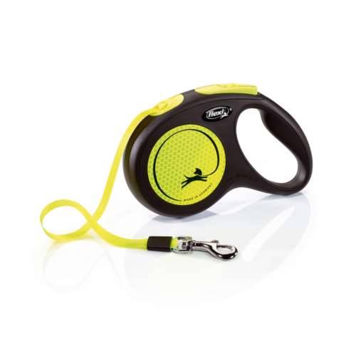 Smycz aut. Flexi Neon taśma M-5m do 25kg żółta