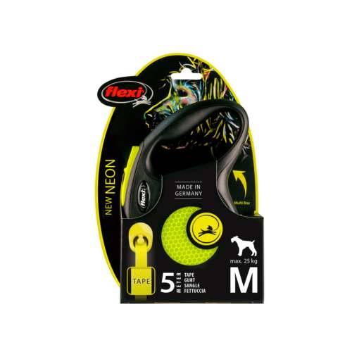 Smycz aut. Flexi Neon taśma M-5m do 25kg żółta