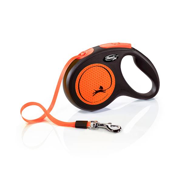 Smycz aut. Flexi Neon taśma M-5m do 25kg pomarańcz