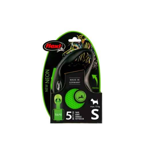 Smycz aut. Flexi Neon taśma S-5m do 15kg zielona