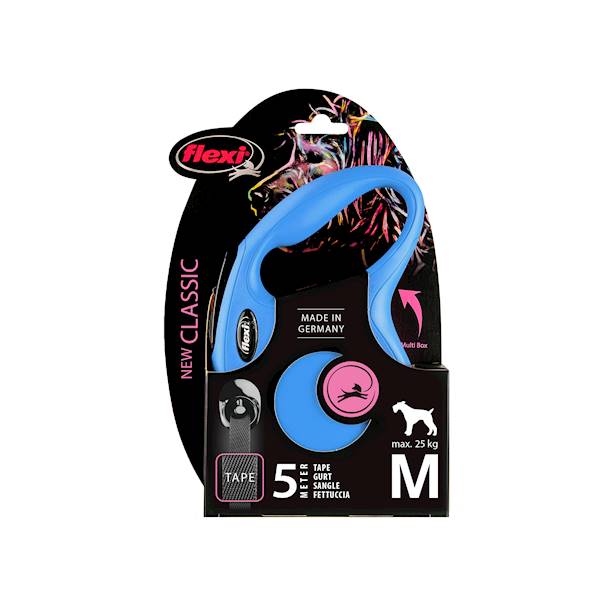 Smycz automatyczna Flexi M taśm 5m, 25kg niebieska