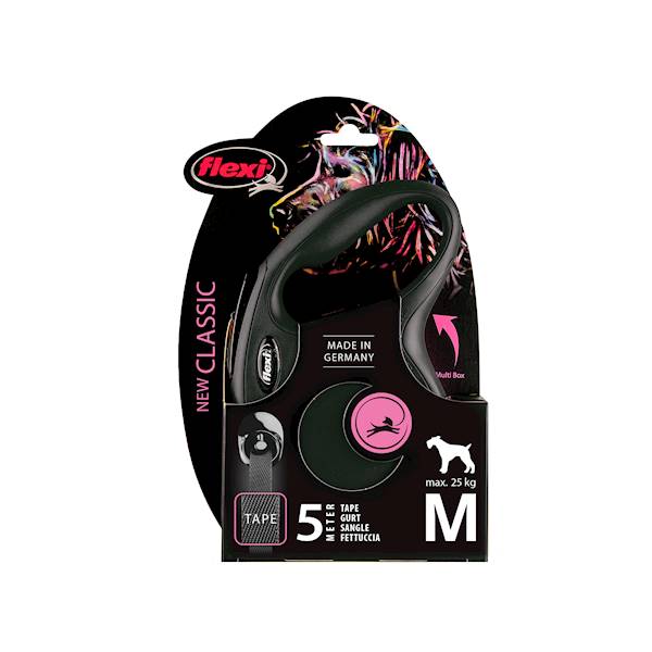 Smycz automatyczna Flexi M taśm 5m, 25kg czarna