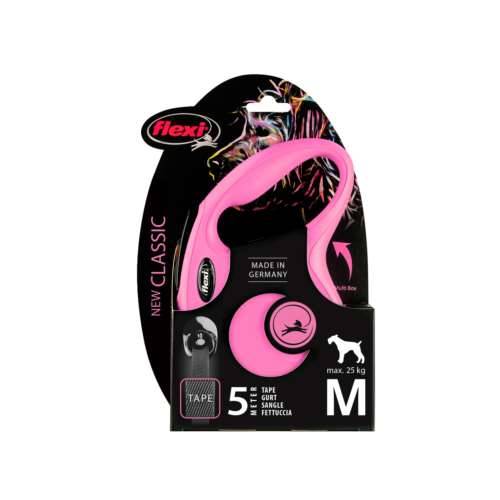 Smycz automatyczna Flexi M taśm 5m, 25kg różowa