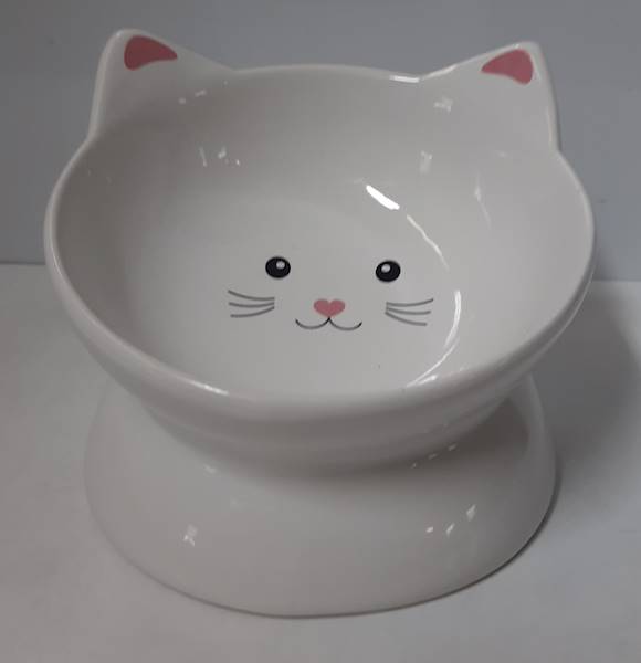 Miska ceramiczna dla kota Biały Kotek na podstawie