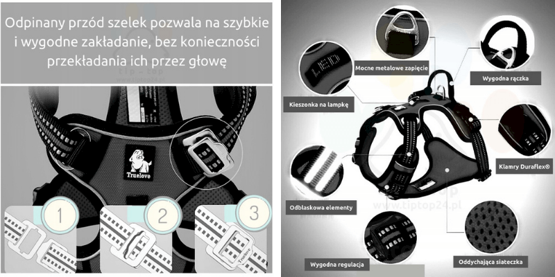 Szelki z odpinanym przodem pies Truelove Front L