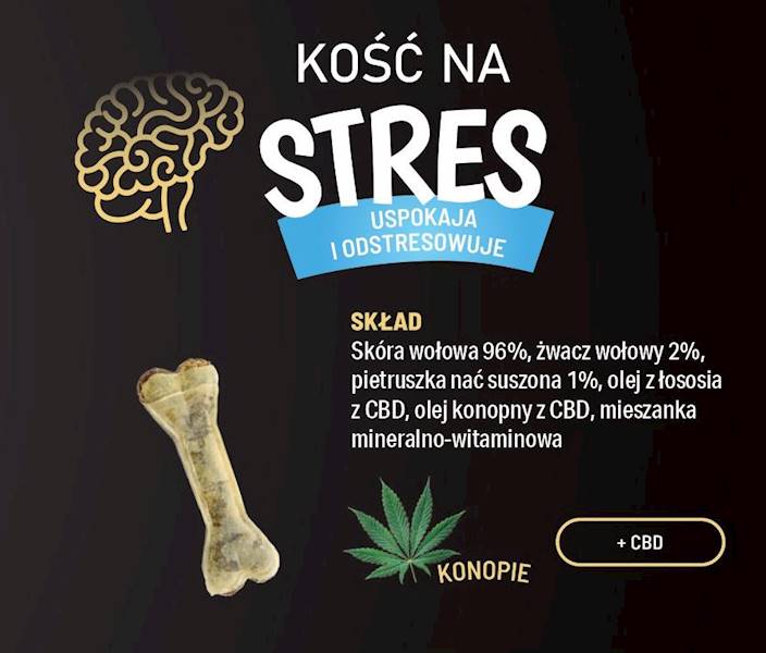 NA STRES Kość na stes z liściem konopii 12 cm