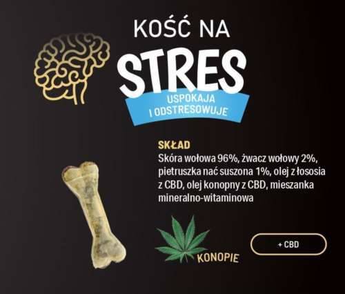 NA STRES Kość na stes z liściem konopii 12 cm