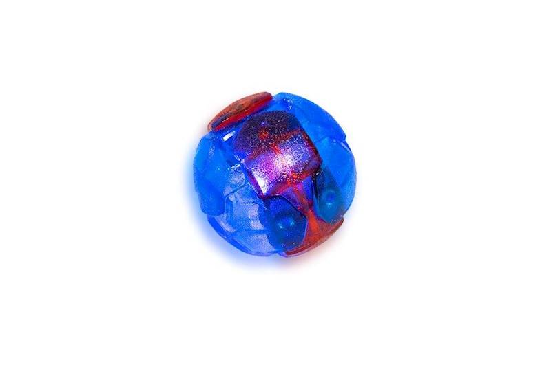Piłka 8,5cm z TPR, z diodą LED, niebiesko-czerwona