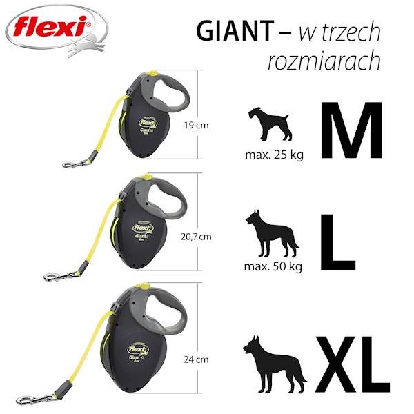 Smycz automatyczna Flexi Giant L,taśma 8m do 50 kg