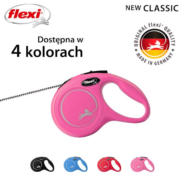 Smycz Flexi XS taśma 3m do 12kg, różowa