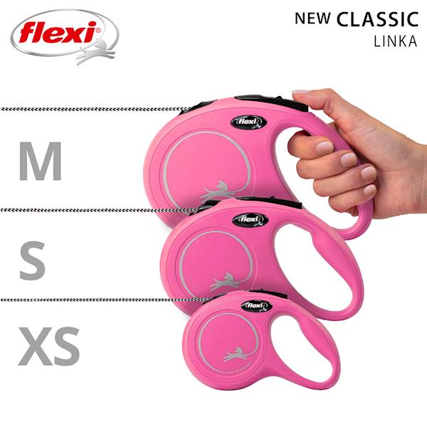 Smycz Flexi XS taśma 3m do 12kg, różowa