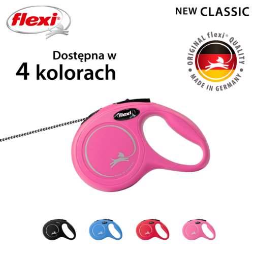 Smycz Flexi XS taśma 3m do 12kg, różowa