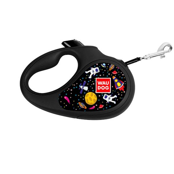 WAUDOG smycz wzór "NASA" L, do 50 kg, 5 m, czarna