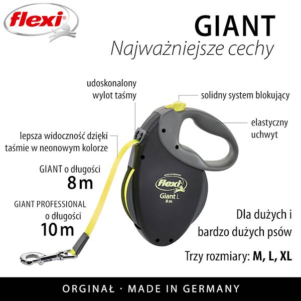 Smycz automatyczna Flexi Giant XL,taśma 8m do 75kg