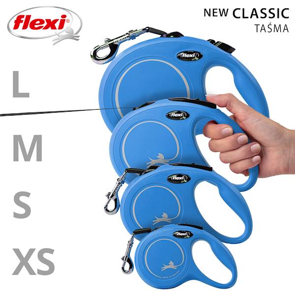 Smycz Flexi XS taśma 3m do 12kg, niebieska