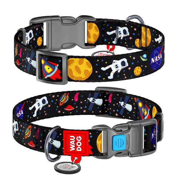 WAUDOG obroża z QR,wzor "NASA" rozmiar L
