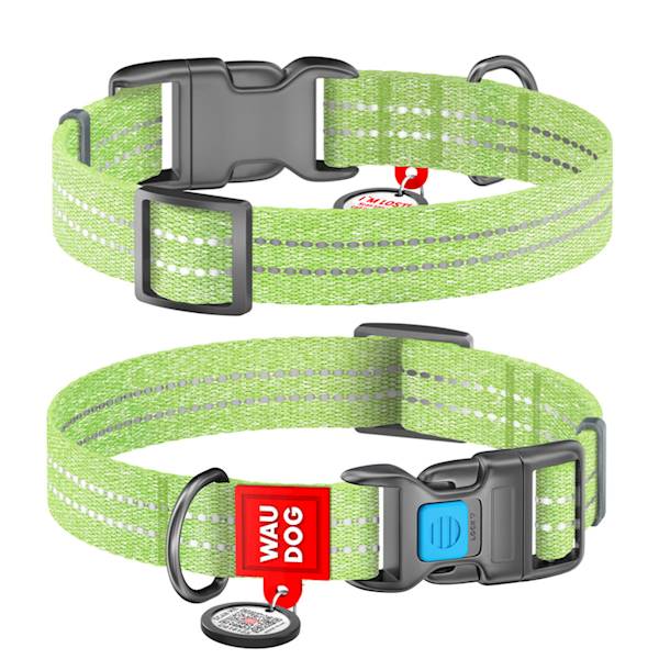 WAUDOG obroża z QR,15 mm na 25-35 cm jasnozielon S