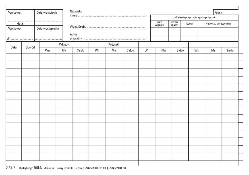 Kartoteka do PKZP A5 (100szt.) 2-31-5