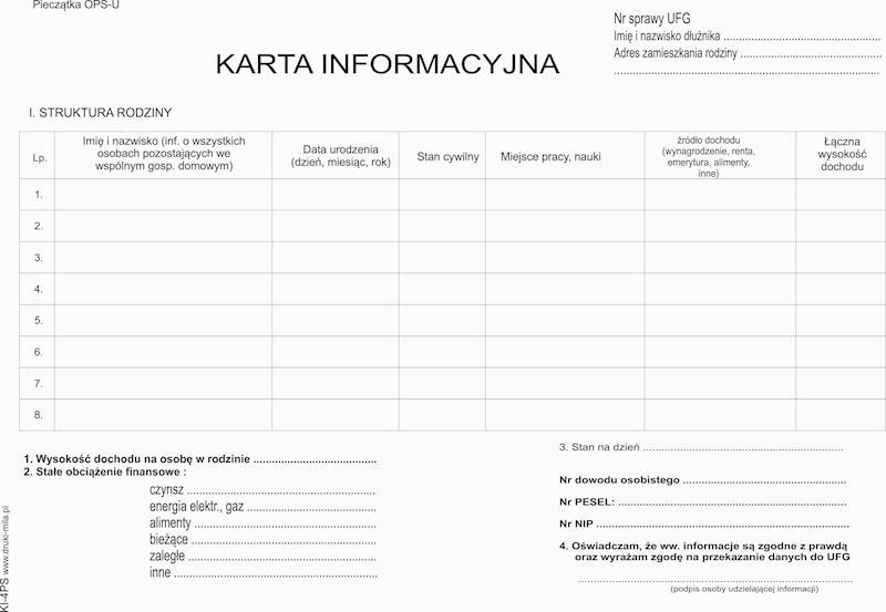 Karta informacyjna (pomoc społeczna) A4
