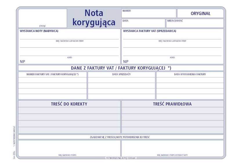 Nota korygująca A5s 80k.