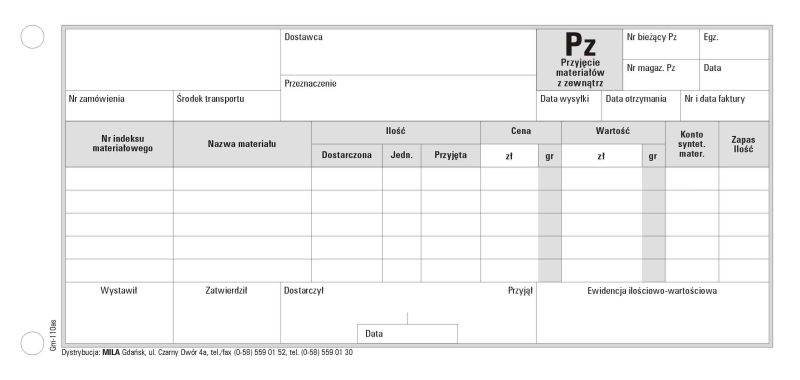 Przyjęcie materiału PZs 2/3A4/80
