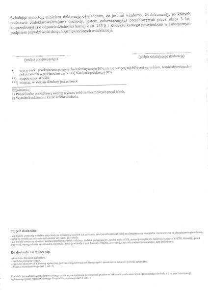 Deklaracja o wysokości dochodów/100sz