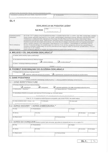 Deklaracja podatek leśny DL-1 /100szt./