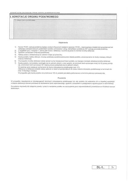 Deklaracja podatek leśny DL-1 /100szt./