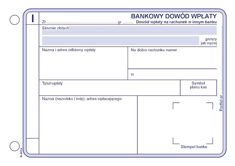Bankowy dowód wpłaty 4odc./80k./