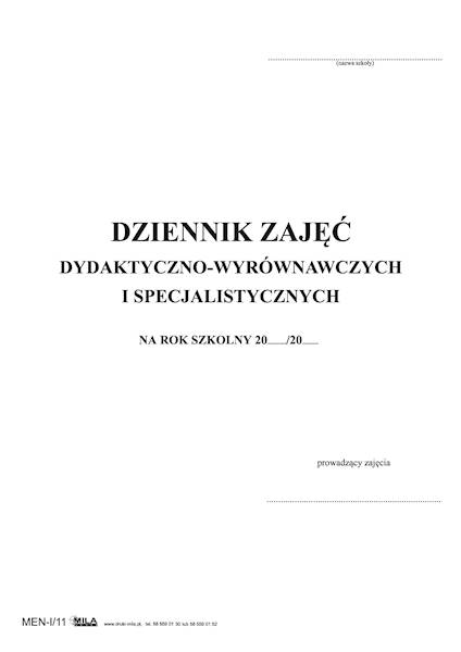 Dziennik zajęć dydaktyczno wyrównawczych i spe DZS