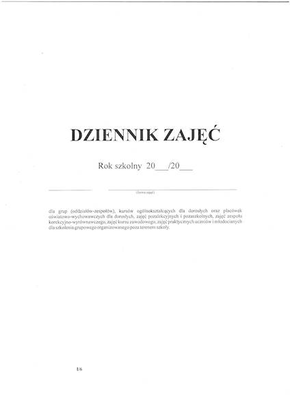 Dziennik zajęć pozalekcyjnych Men-I/6  D16