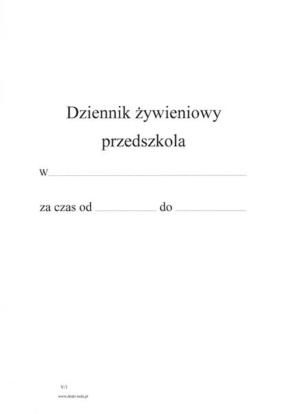 Dziennik żywieniowy przedszkola /40k./
