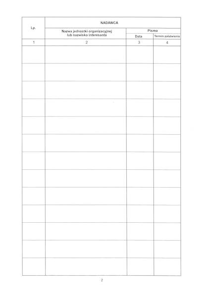 Dziennik korespondencji przychodzącej 300k num.